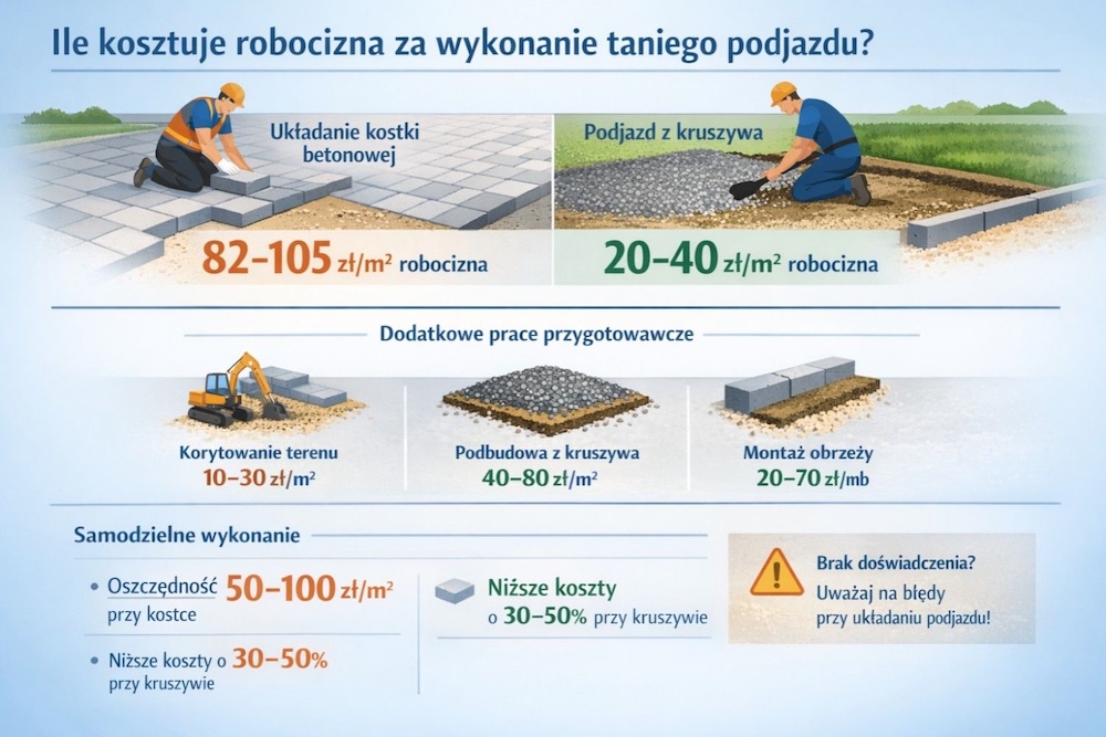 cena za zrobienie podjazdu z kostki lub kruszywa koszt zrobienia podjazdu z kruszywa lub kostki
