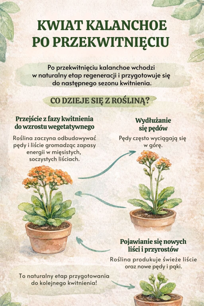 kwiat kalanchoe po przekwitnięciu infografika