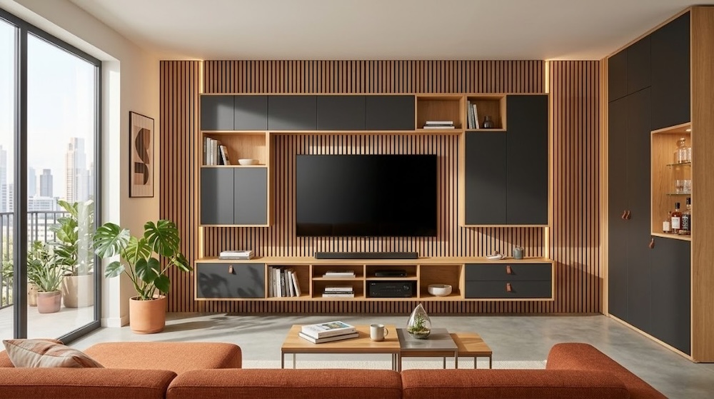 zabudowa na lamelach w strefie tv 