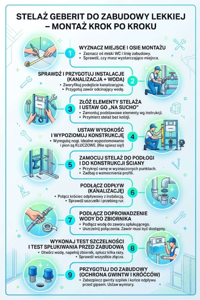 montaż geberit - lekka zabudowa krok po kroku montaż geberit w lekkiej zabudowie