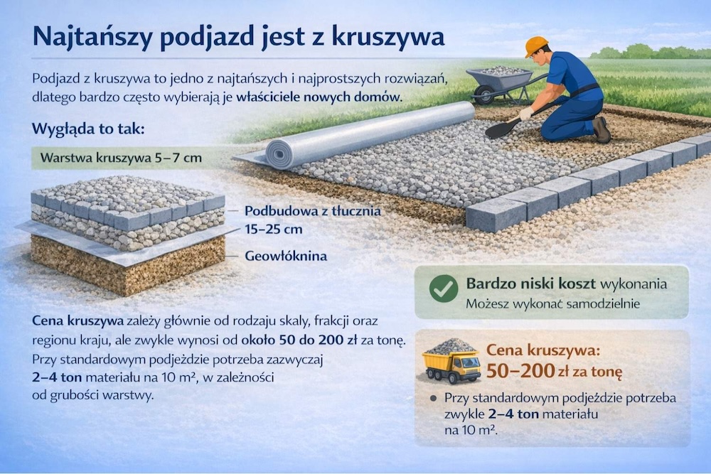 pomysł na tani podjazd ze żwiru pomysł na tani podjazd z kamienia
