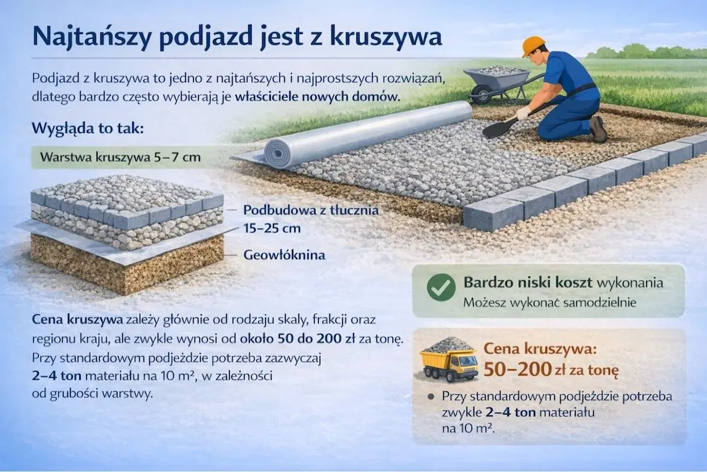 pomysł na tani podjazd ze żwiru pomysł na tani podjazd z kamienia