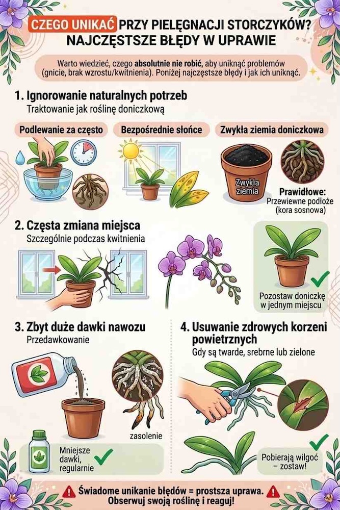 storczyki pielęgnacja - największe błędy storczyki pielęgnacja - czego unikać