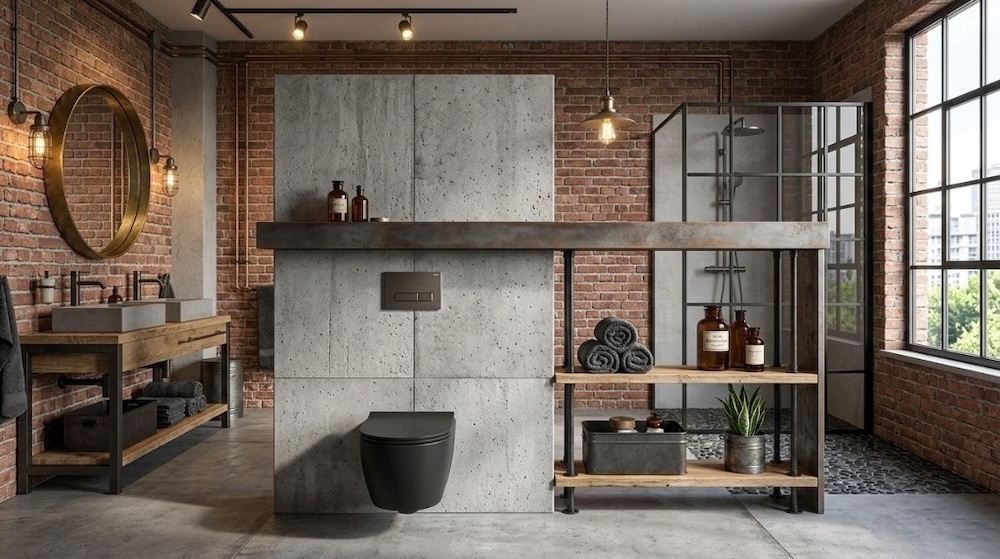wc w stylu loft w łazience 