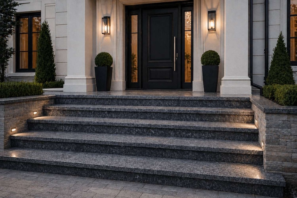 inspiracje na schody zewnętrzne z kamienia 