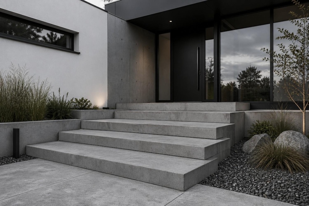 inspiracje na schody zewnętrzne betonowe 