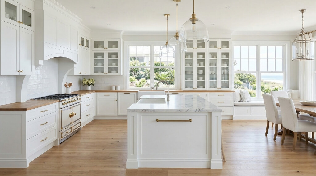 styl hampton w kuchni z wyspą styl hampton w kuchni