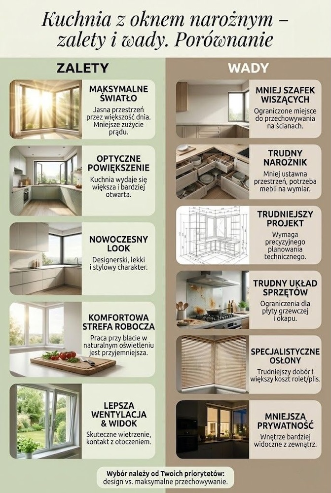 kuchnia z oknem narożnym - zalety 