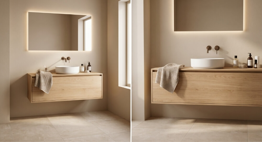 podwieszana szafka na umywalkę w łazience