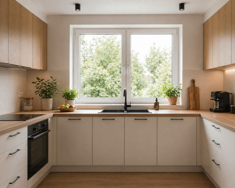 Mała kuchnia z oknem na środku – jak urządzić? Poradnik z inspiracjami 