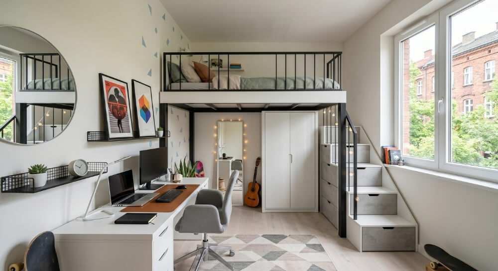pokoje nastolatków – inspiracje z białą antresolą