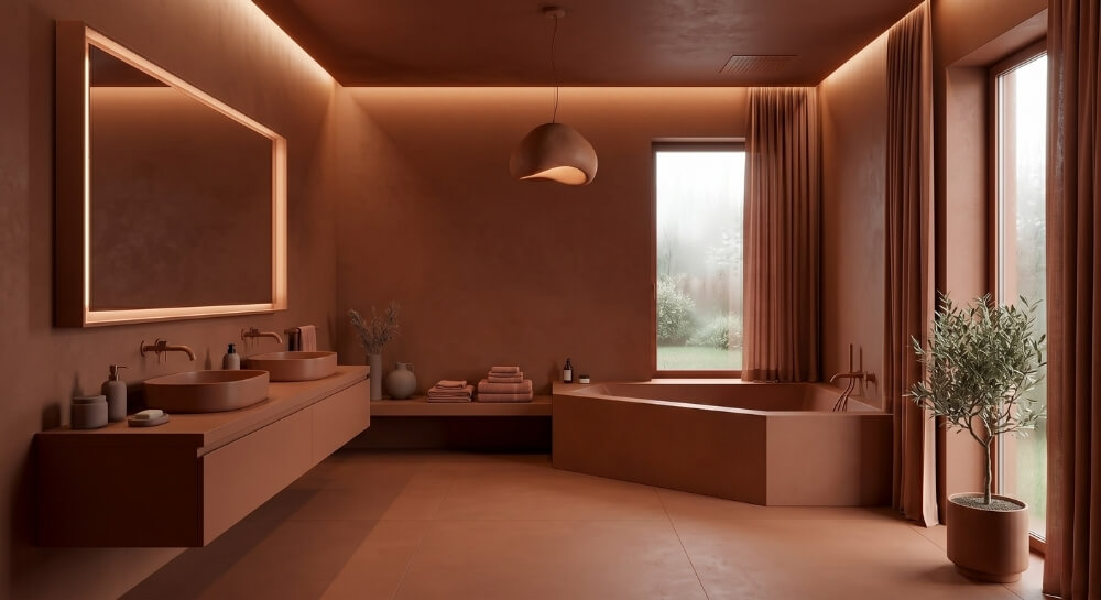 łazienka w jednolitym kolorze