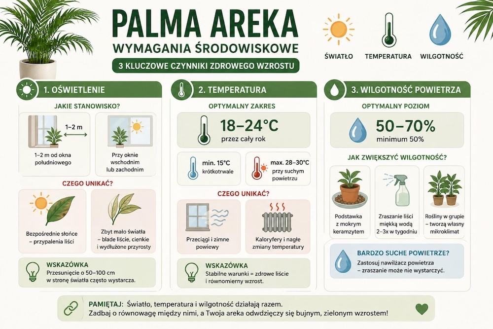 palma areka - jak dbać i jakie warunki zapewnić 