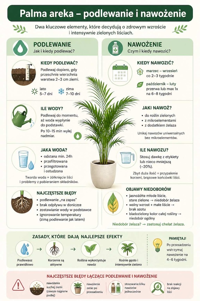 palma areka - jak dbać i nawadniać 