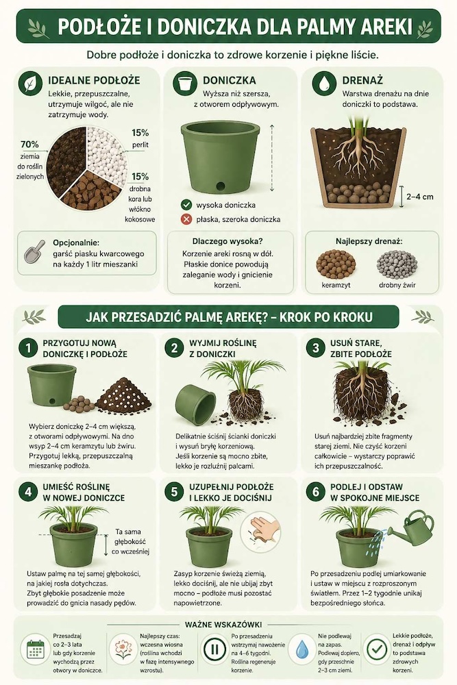 doniczka i podłoże dla palmy areki 