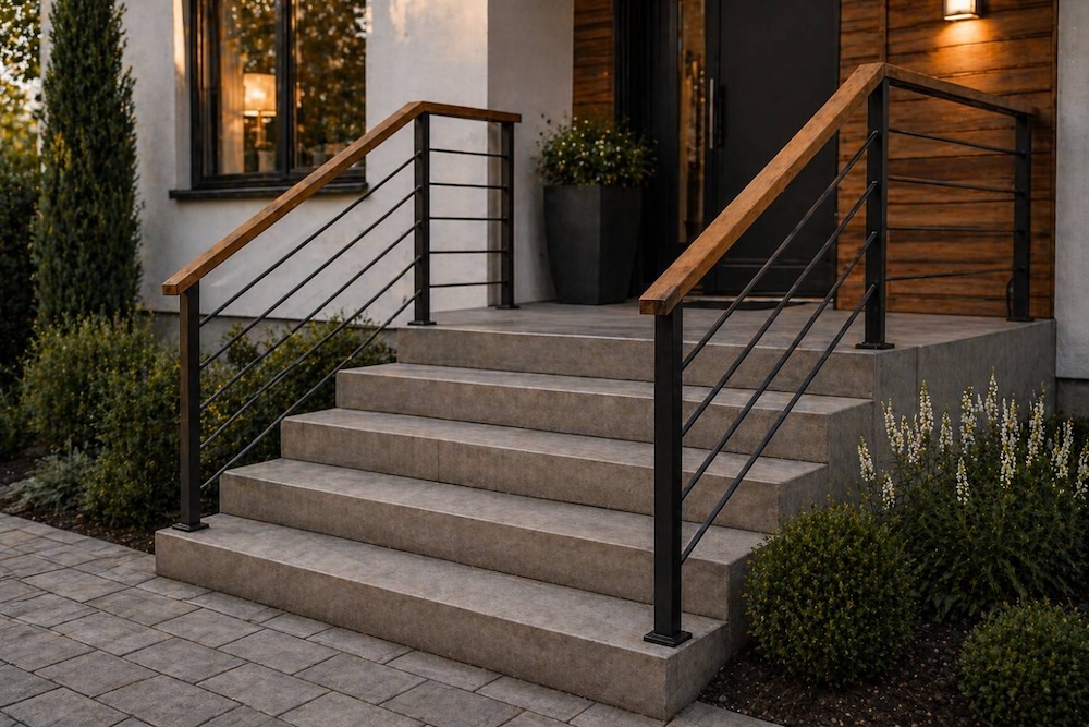 schody z poręczami ze stali 