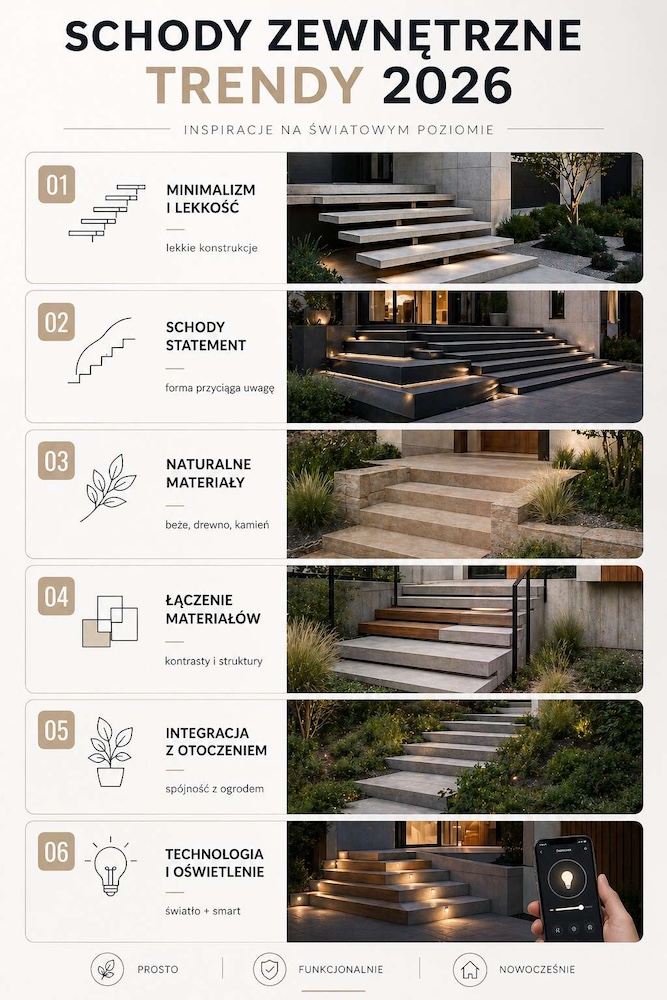 modne schody zewnętrzne przed dom 