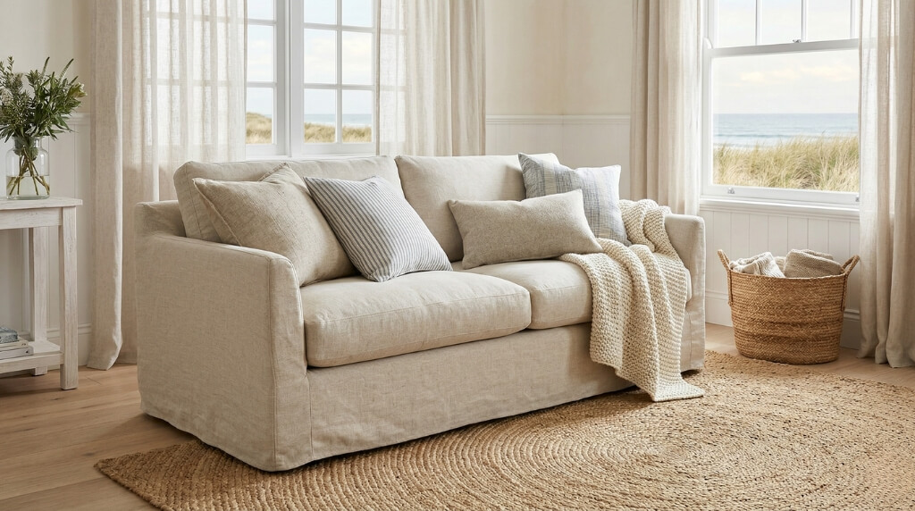 styl hampton z naturalnymi materiałami styl hampton z miękkimi tekstyliami