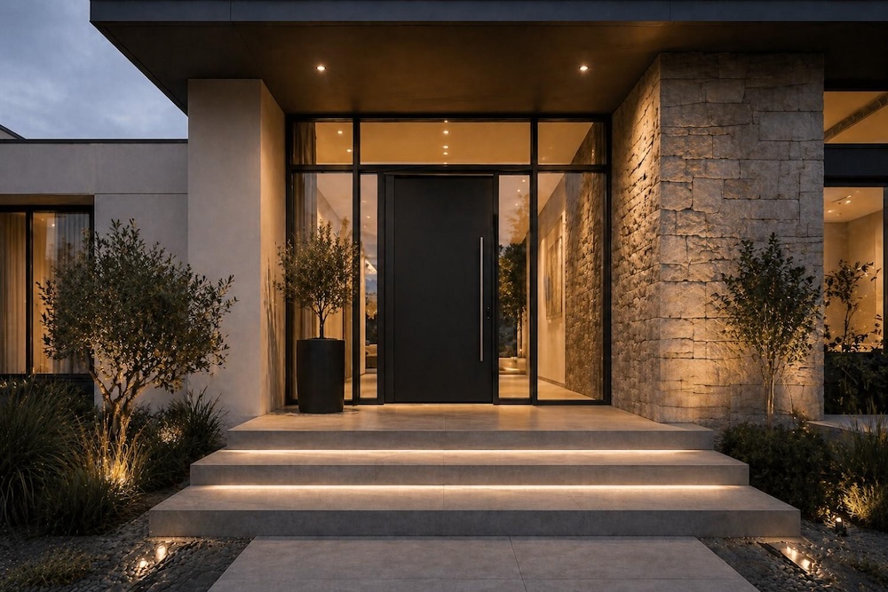 wejście do domu - inspiracje ze szkłem 