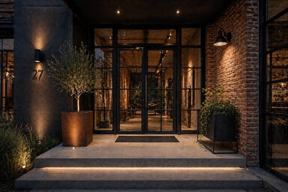 wejście do domu - inspiracje w stylu loft 