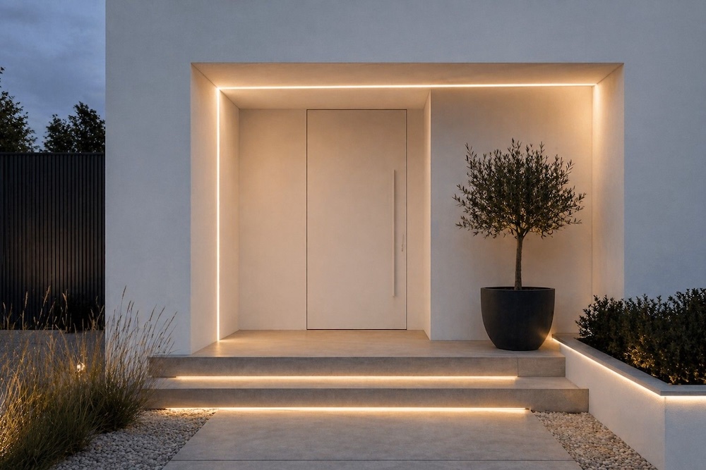 wejście do domu - inspiracje z białymi drzwiami 