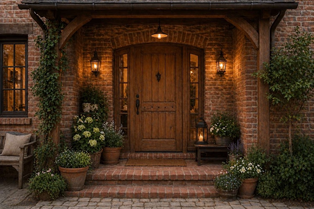 wejście do domu - inspiracje w rustykalnym stylu 