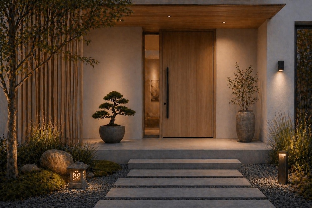 wejście do domu w stylu japandi 