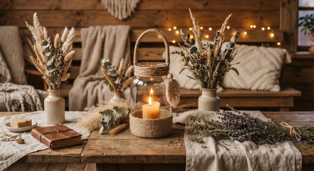 lampion ze sznurkami w stylu boho