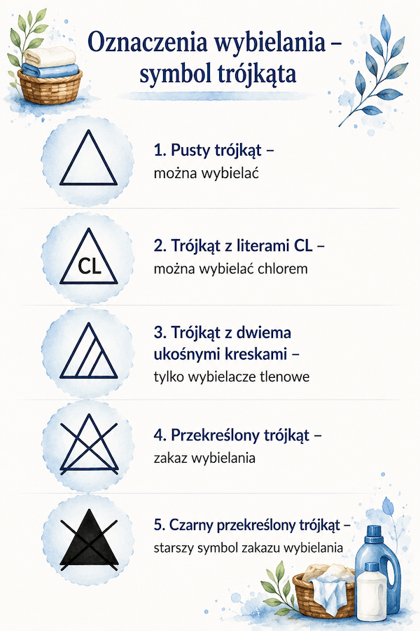 oznaczenia prania dla wybielania