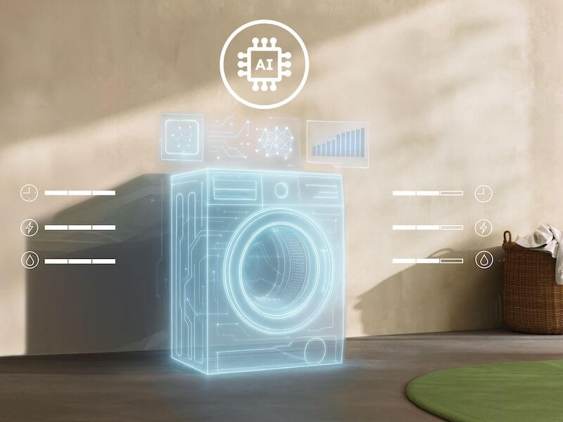 ai washassist dopasowuje parametry prania do wielkości wsadu AI WashAssist dopasowuje ustawienia cyklu prania do wielkości załadunku