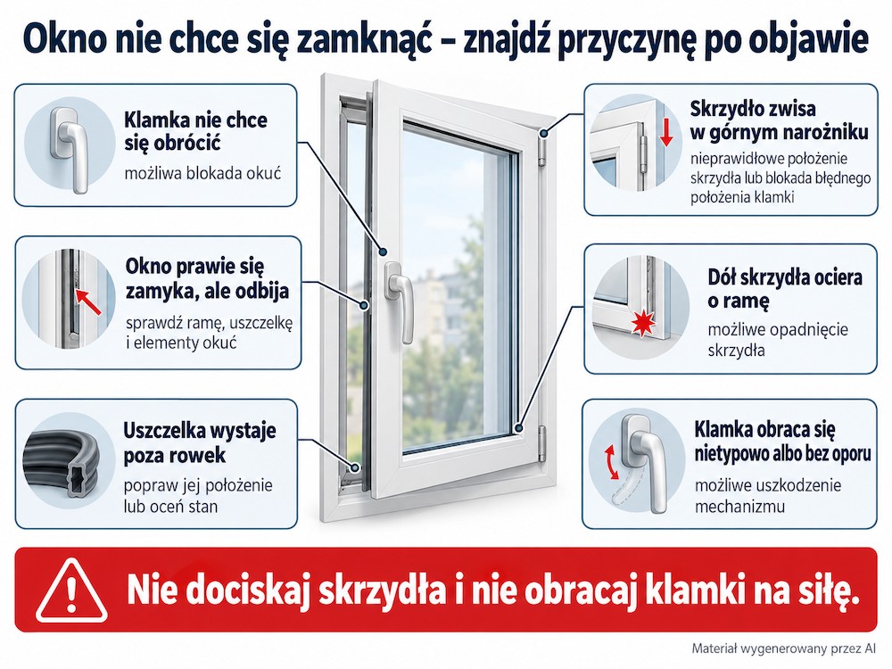Diagnostyka problemów z zamykaniem okna Okno nie chce się zamknąć – objawy i możliwe przyczyny