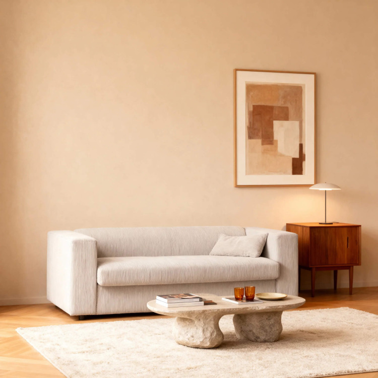 Sprytne meble do małego mieszkania – sofa, komoda i szafka nocna w jednym stylu
